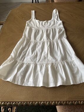 Grey State White Tiered Sleeveless Cotton Dress